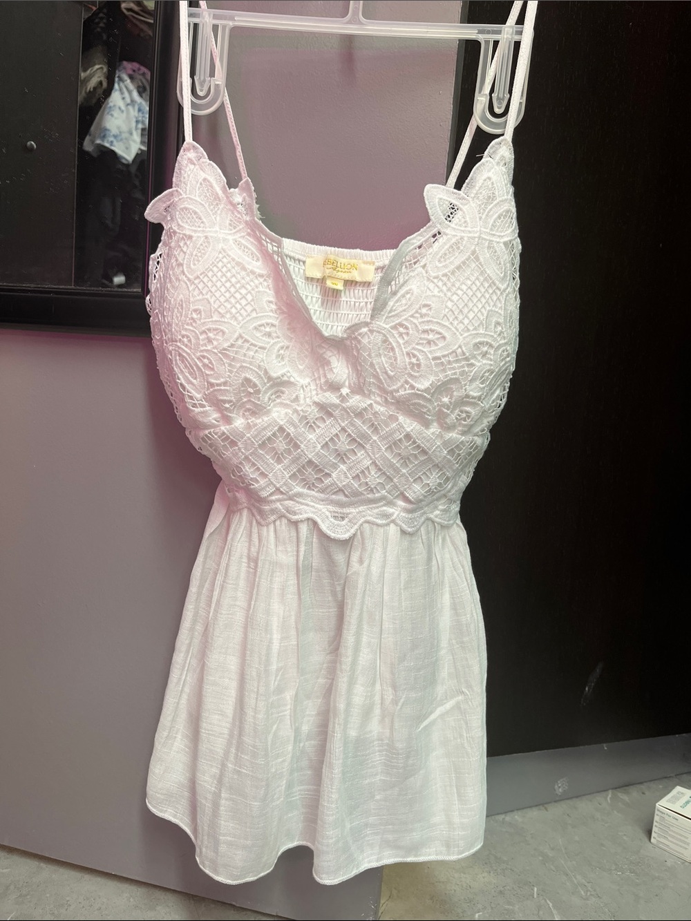 Rebellion White Lace-Trim Chemise with Embroidered Bust